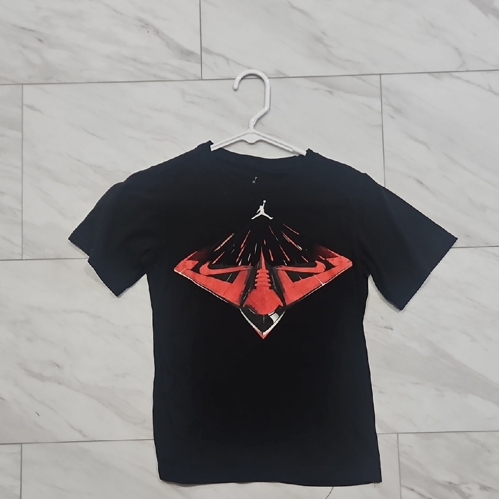 Boys Jordan Black T-Shirt with Red Graphic